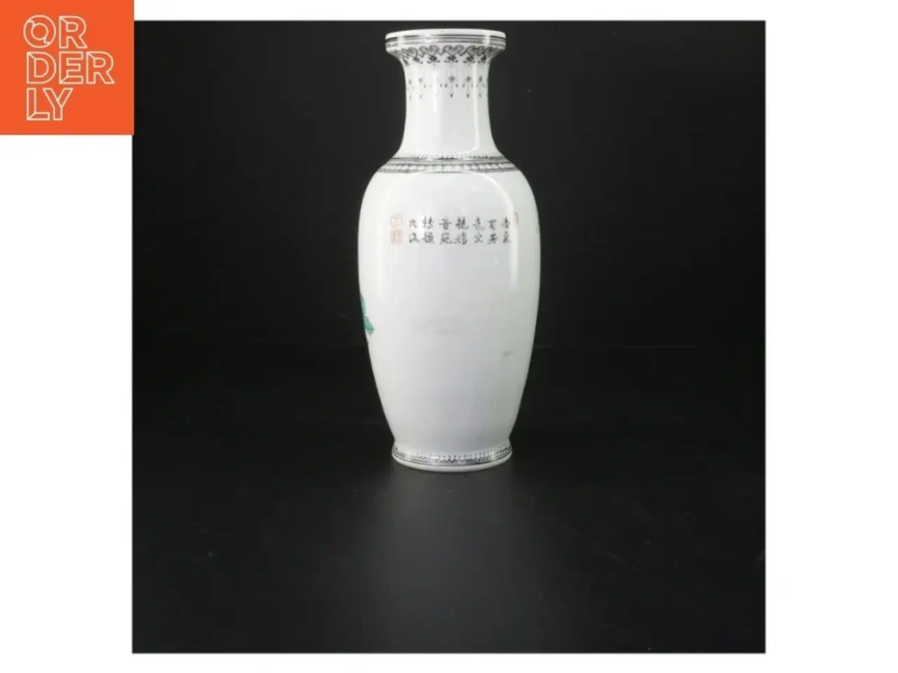 Billede 2 - Porcelæns vase med fugle og blomster (str. 26 cm)