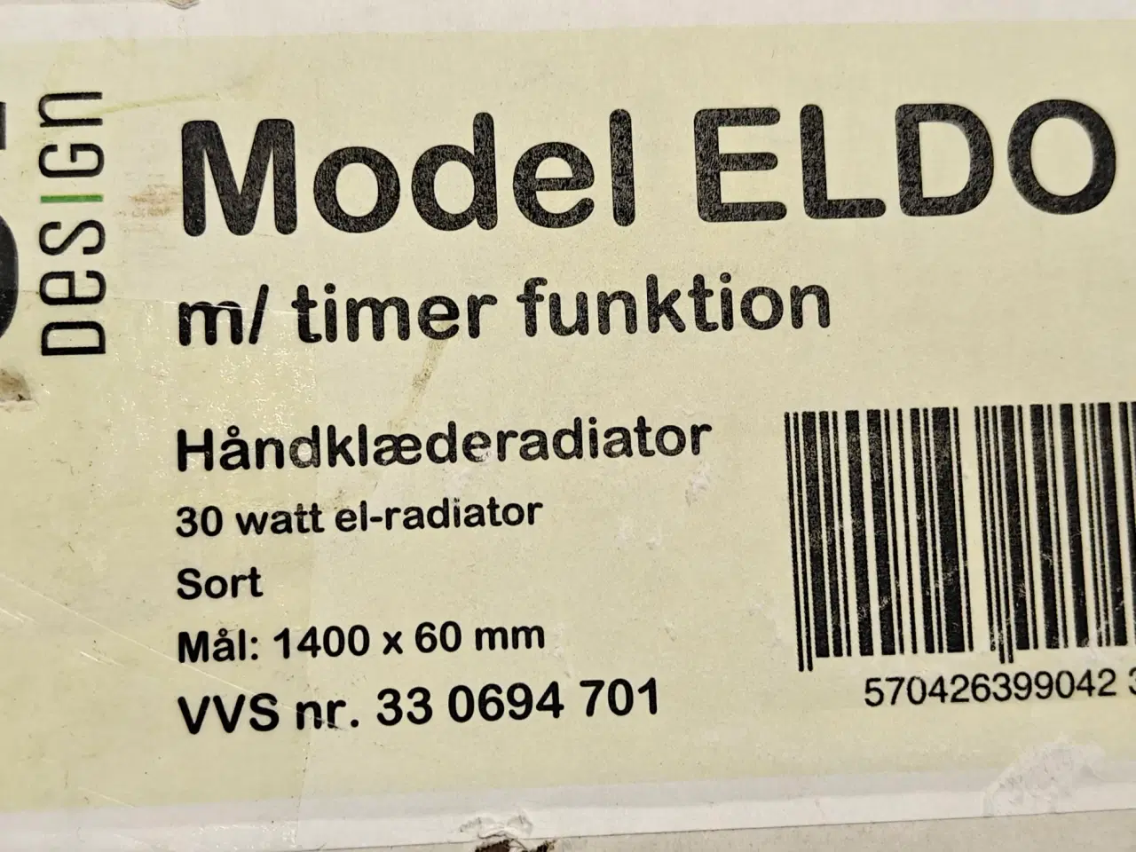 Billede 1 - Håndklædetørrer, el, 6 140 cm. Ubrugt 
