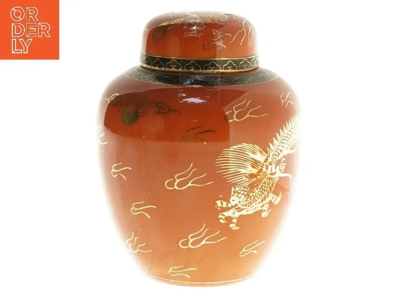 Billede 2 - Dekorativ krukke med dragemotiv (str. 13 cm)