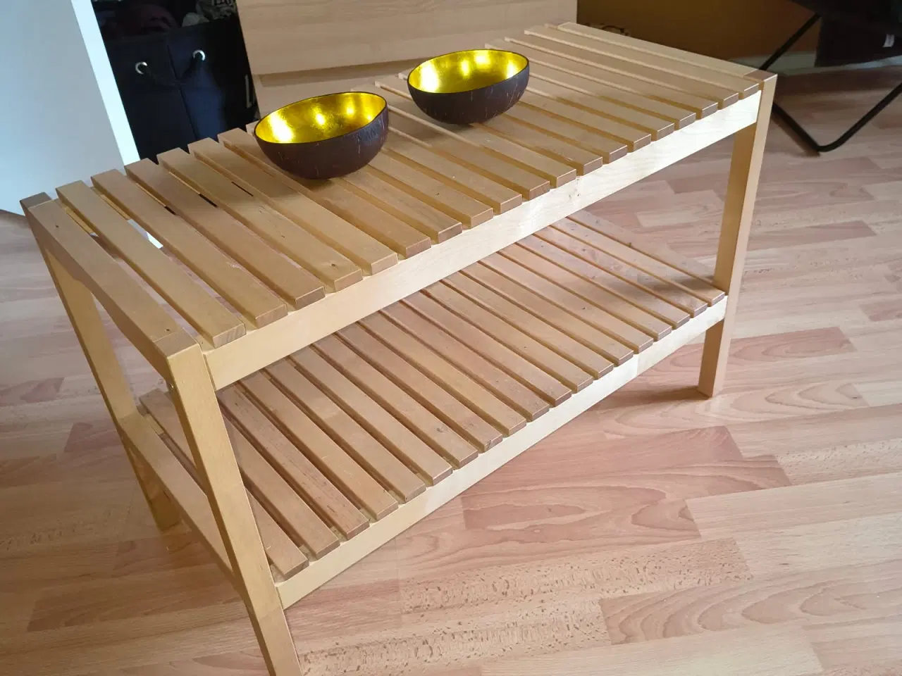 Billede 1 - Træbænk/-bord med hylde