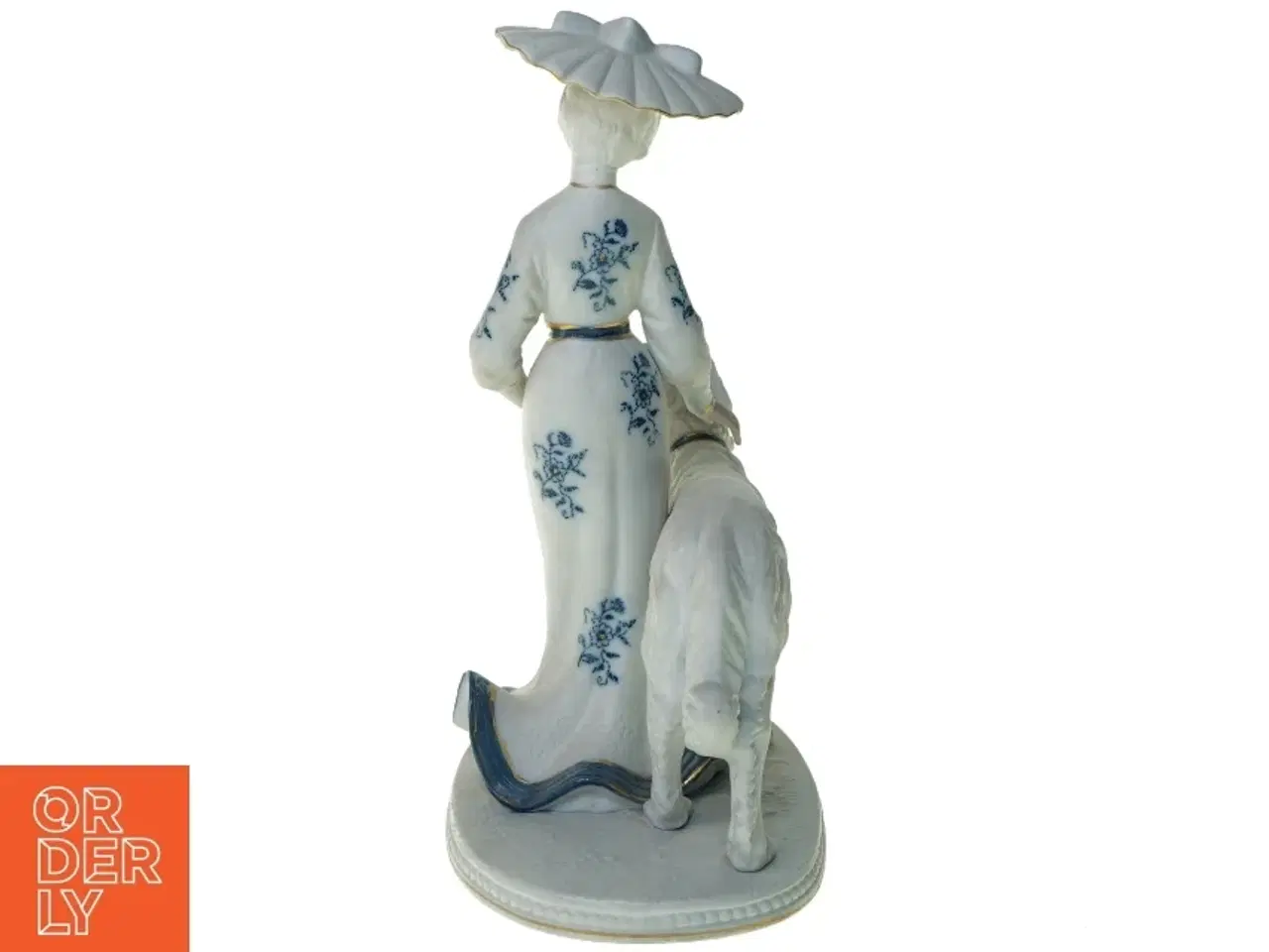 Billede 4 - Kvinde med hund figur fra Royal Meridian (str. 24 x 16 x 11 cm)