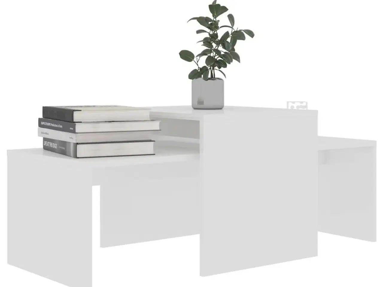 Billede 3 - Sofabordssæt 100x48x40 cm konstrueret træ hvid højglans