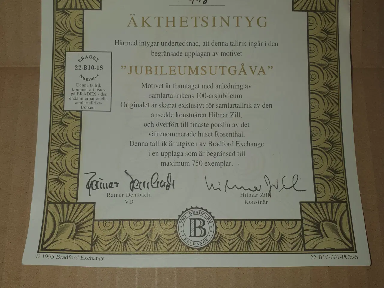 Billede 2 - Rosenthal jubilæumsgave 1995 tallerken nummer 418