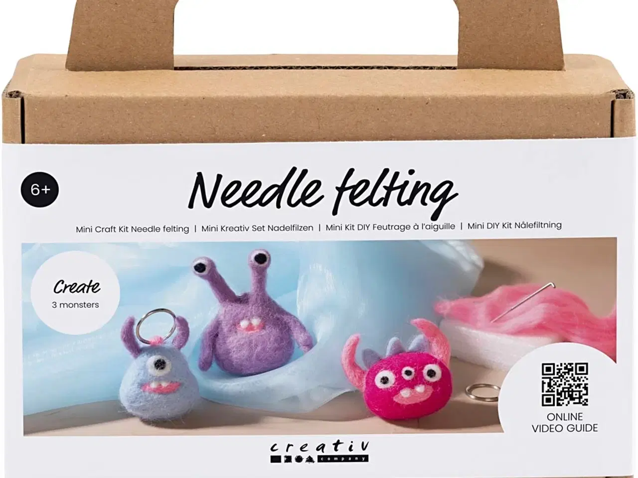 Billede 1 - Mini DIY Kit Nålefiltning, Monster, ass. farver, 1 pk.