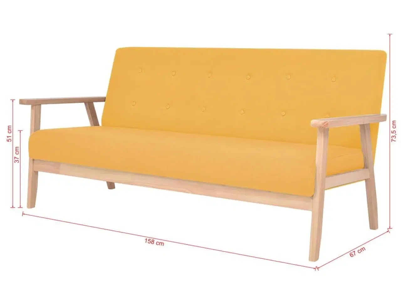 Billede 7 - 3-personers sofa stof gul