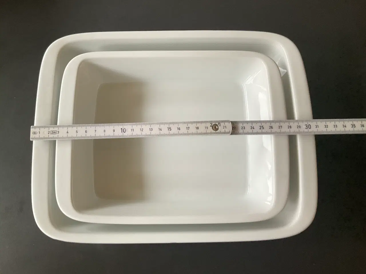 Billede 1 - 2 Hvide rektangulære CASA ovnfade keramik