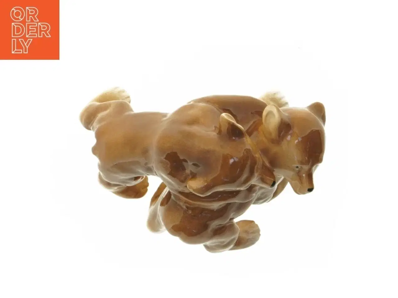 Billede 2 - Porcelænsfigur af to legende brune bjørne (str. 19 x 13 x 13 cm)