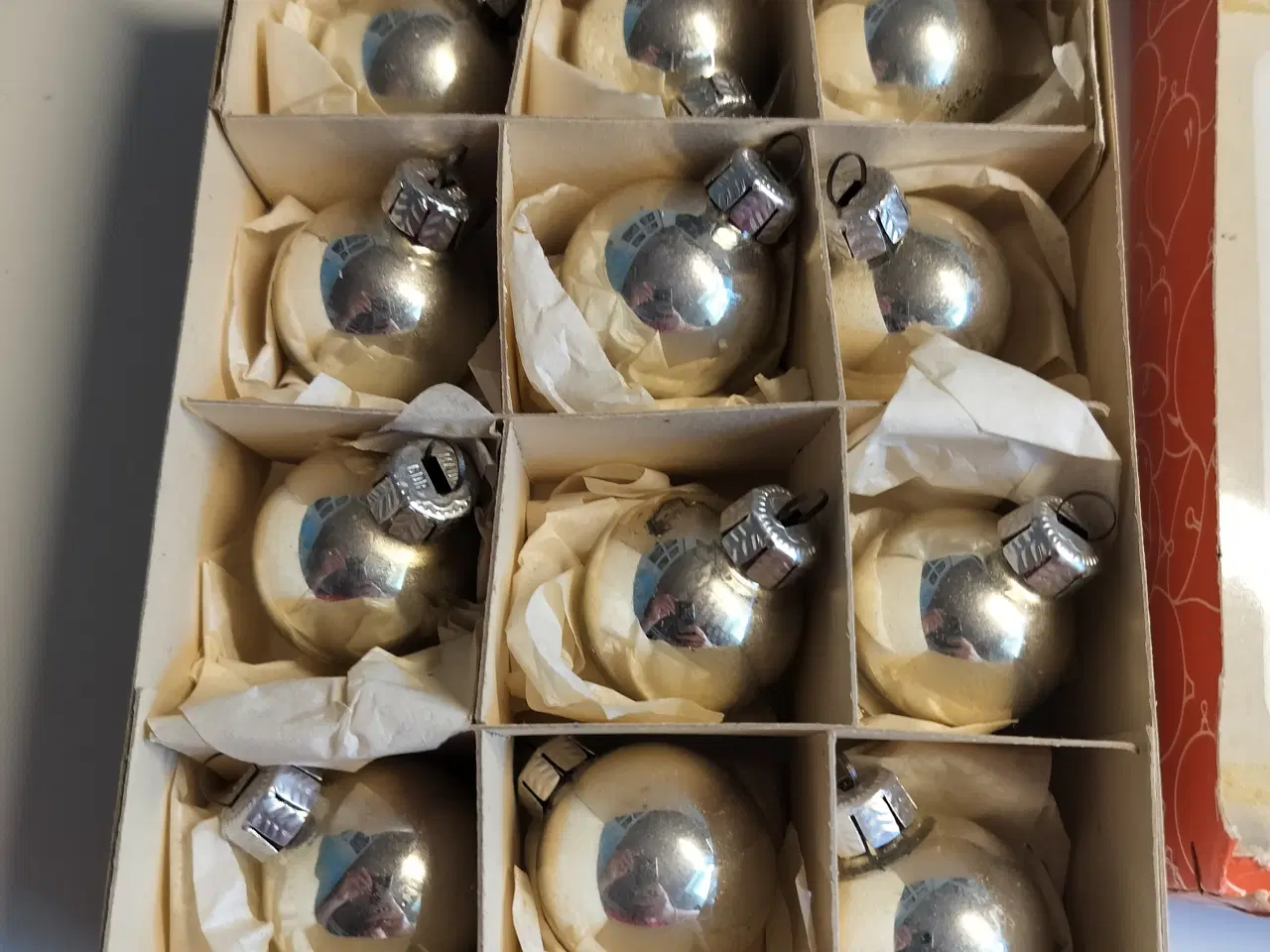 Billede 2 - 12 stk gamle julekugler i glas 40 mm i diameter.