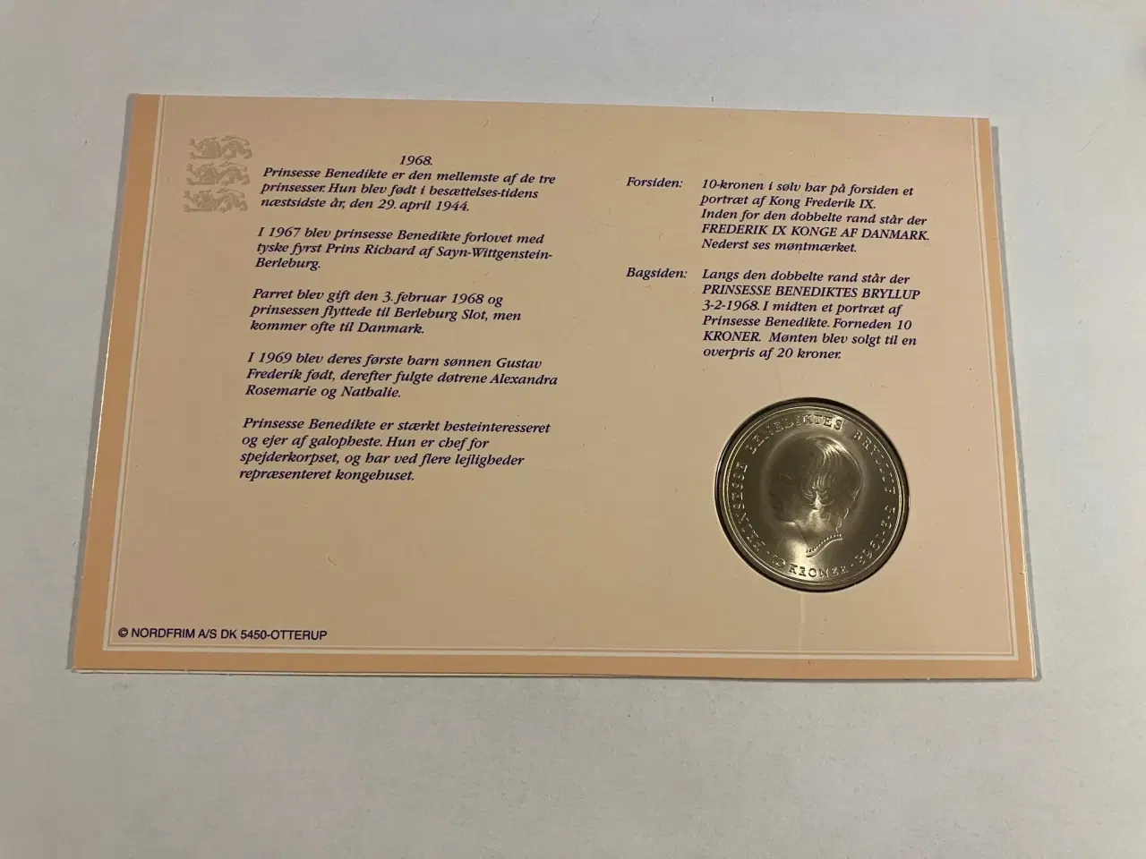 Billede 2 - 10 Kroner 1968 - Prinsesse Benediktes bryllup med Prins Richard