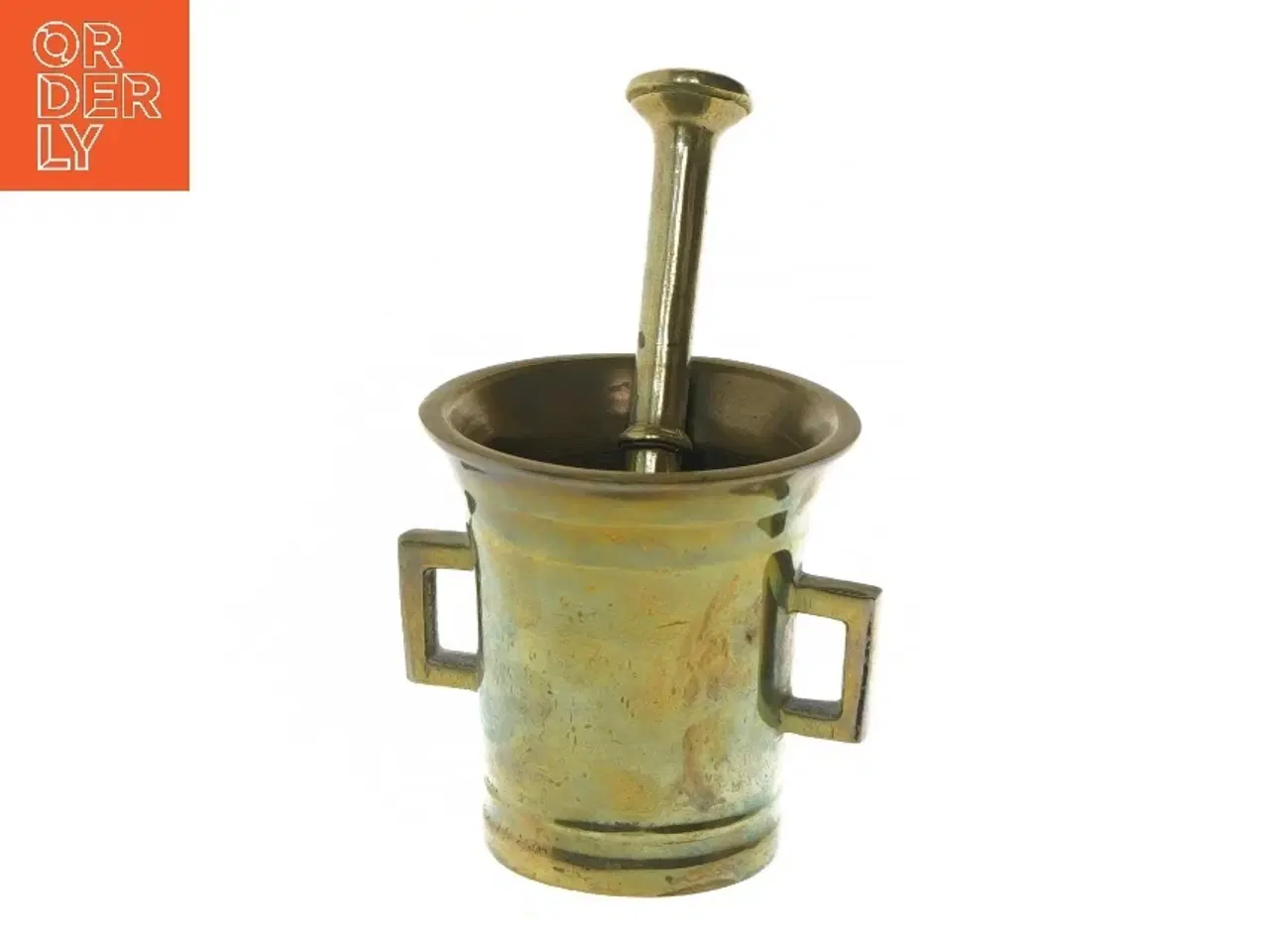 Billede 1 - Brunt messing morter med støder (str. Ø 9x9,5 cm)