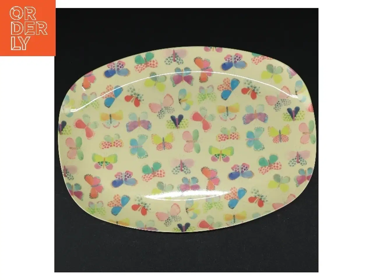 Billede 1 - RICE tallerken med sommerfugletryk fra Rice (str. 30 x 21 cm)