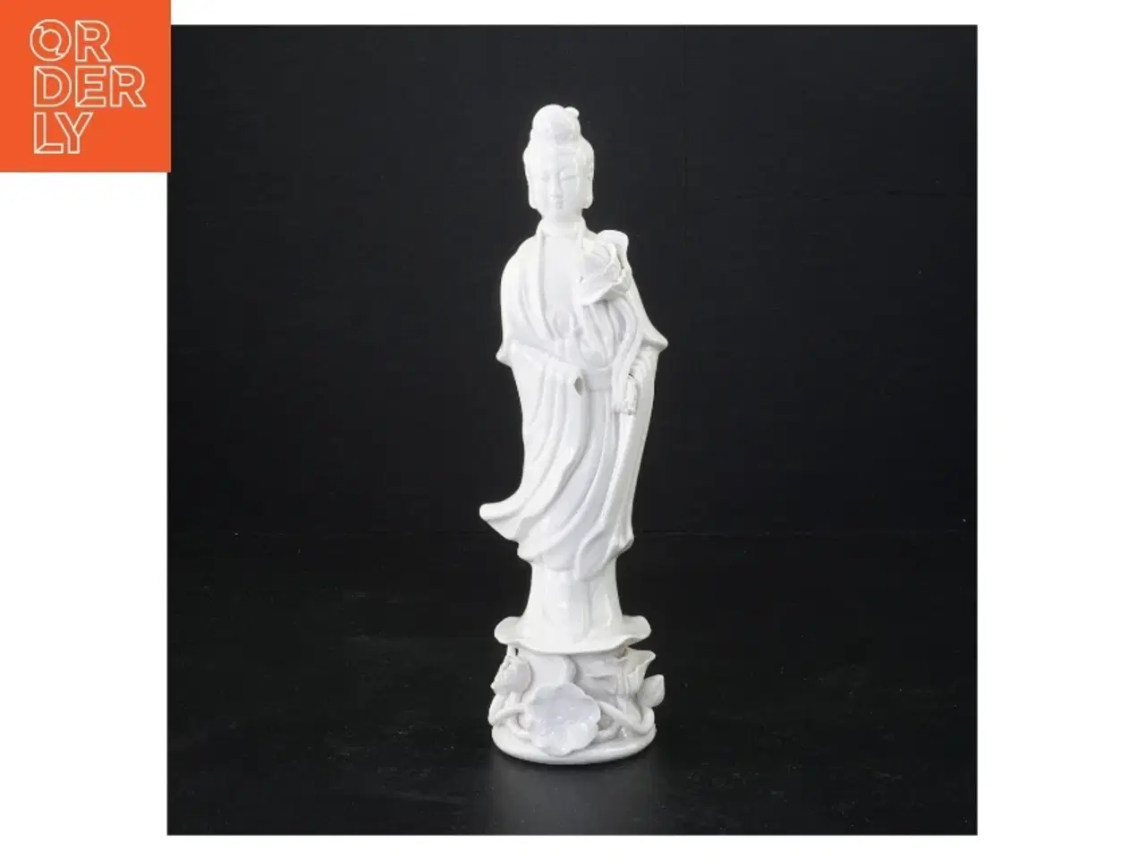 Billede 1 - Hvid porcelænsfigur af Guanyin (str. 24 x 6 cm)