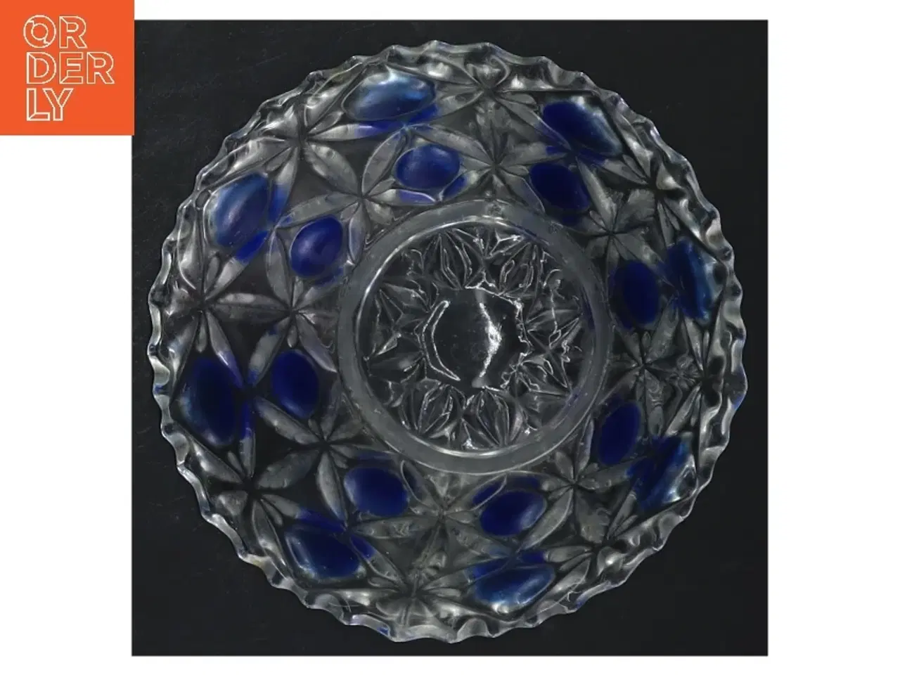 Billede 3 - Glas skål med blå detaljer (str. 13 cm)