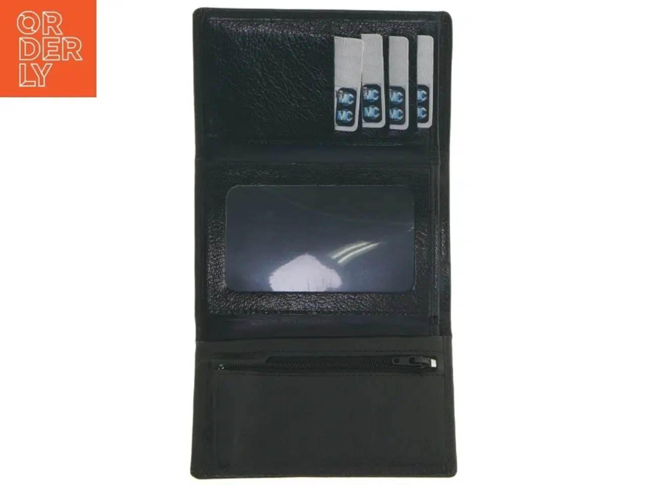 Billede 2 - Sort læderpung (str. 14,5x9,5 cm)