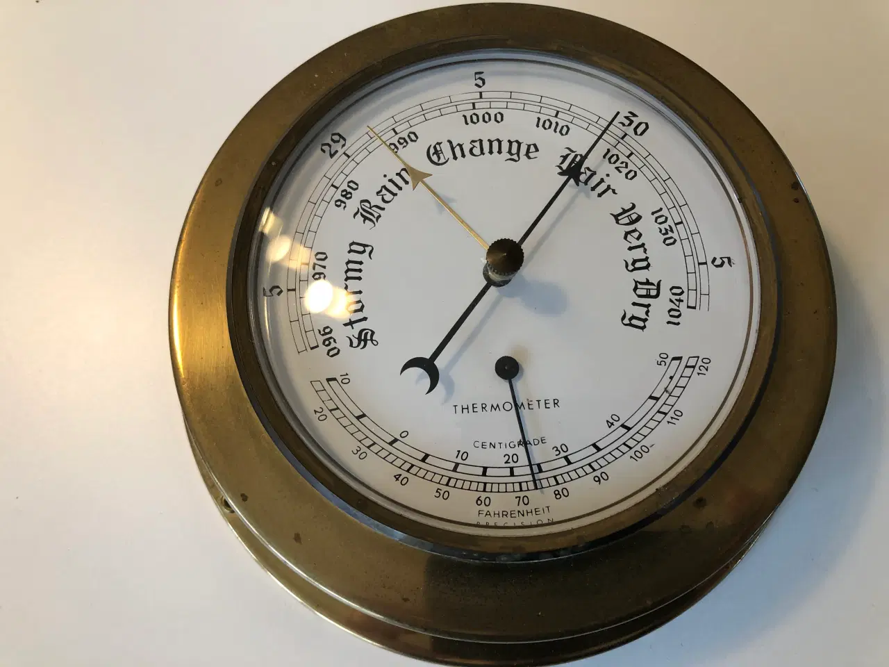 Billede 1 - Barometer og termometer i messing