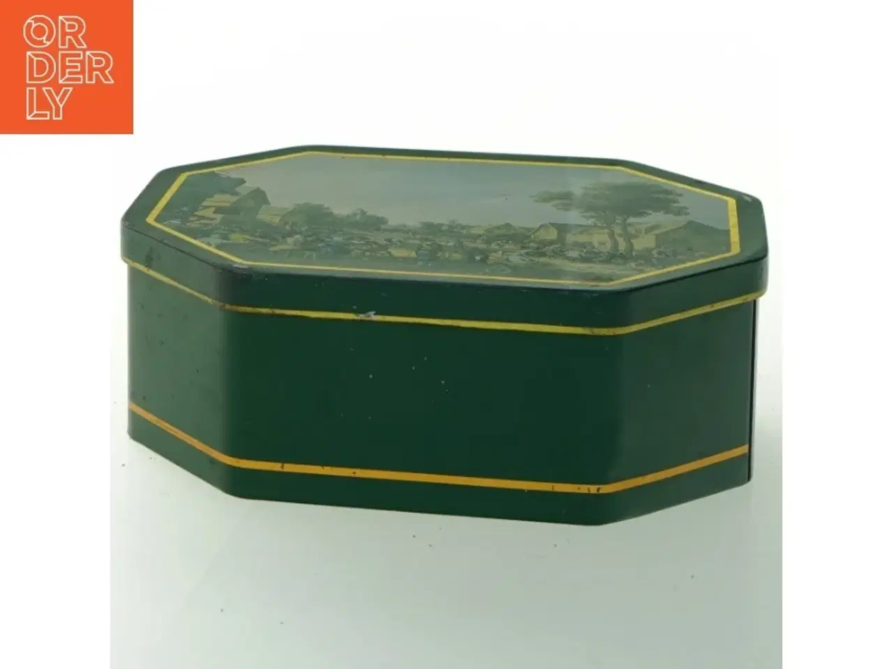 Billede 1 - Metaldåse med landskabsmotiv (str. 19,5 cm)