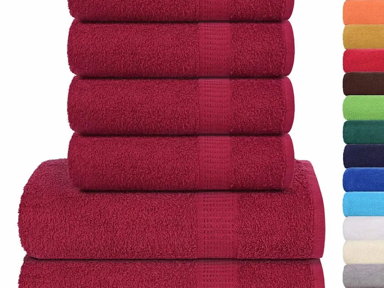 Billede 2 - Håndklæder 6 stk. 360 g/m2 100 % bomuld bordeauxfarvet