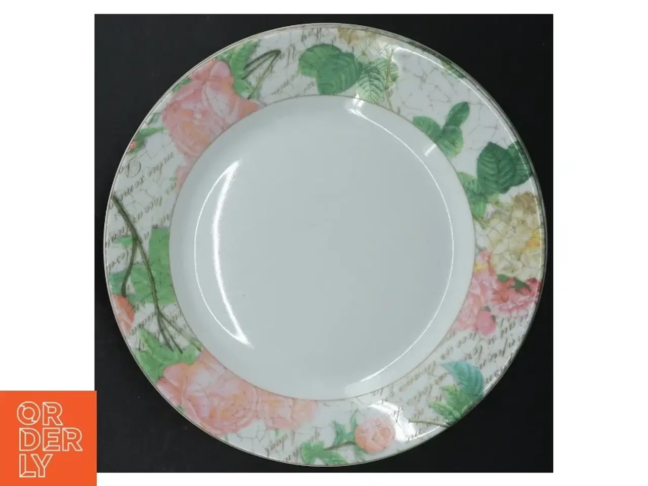 Billede 2 - 5 Porcelænstallerkener med blomstermotiv (str. 5 styk. ø. 23 cm)