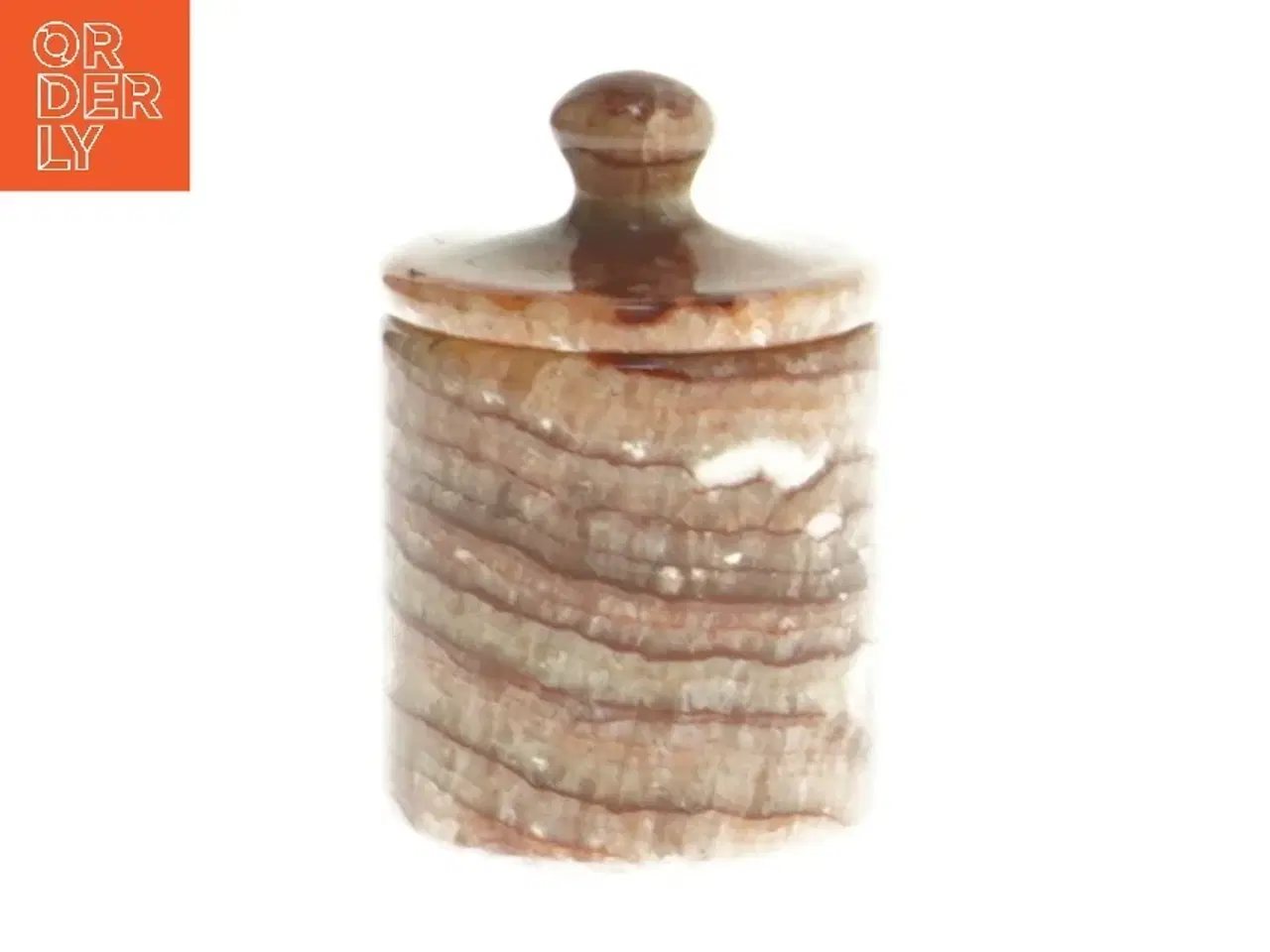 Billede 2 - Rødlig Onyks marmor krukke med låg (str. 7 cm)