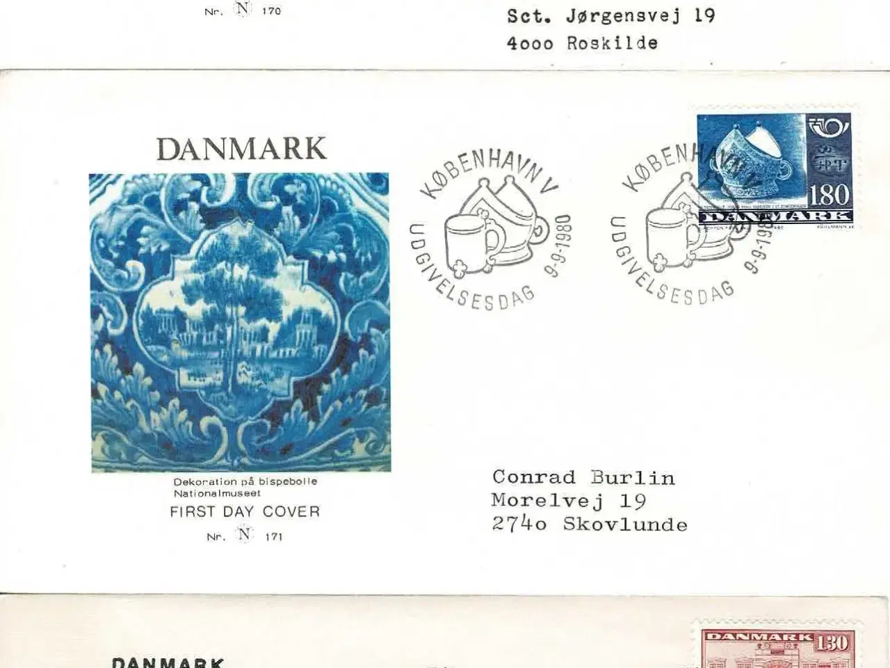 Billede 1 - Danmark 1980, 3 Førstedagskuverter