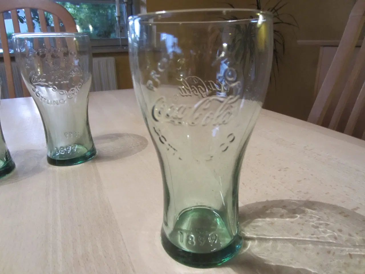 Billede 3 - 4 stk. Coca Cola glas i grønlig skær