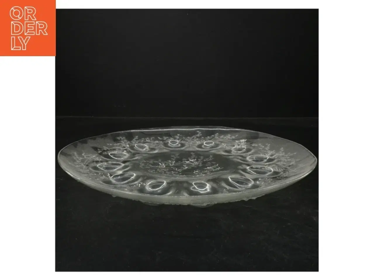 Billede 1 - Glasfad med blomstermønster (str. Ø 34 cm)