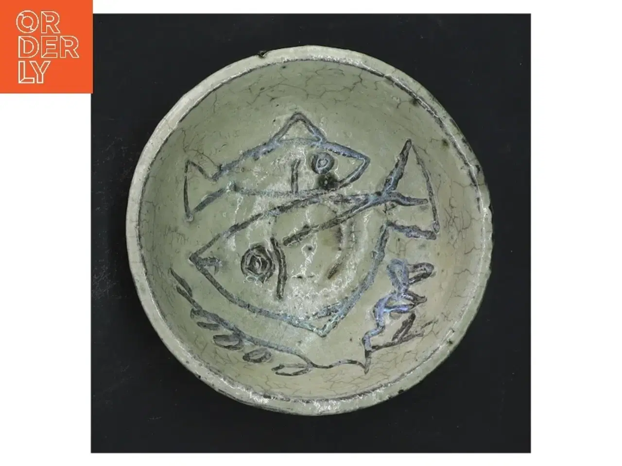 Billede 1 - Lille dekorativ skål med fiskemotiv (str. Ø 10 cm)