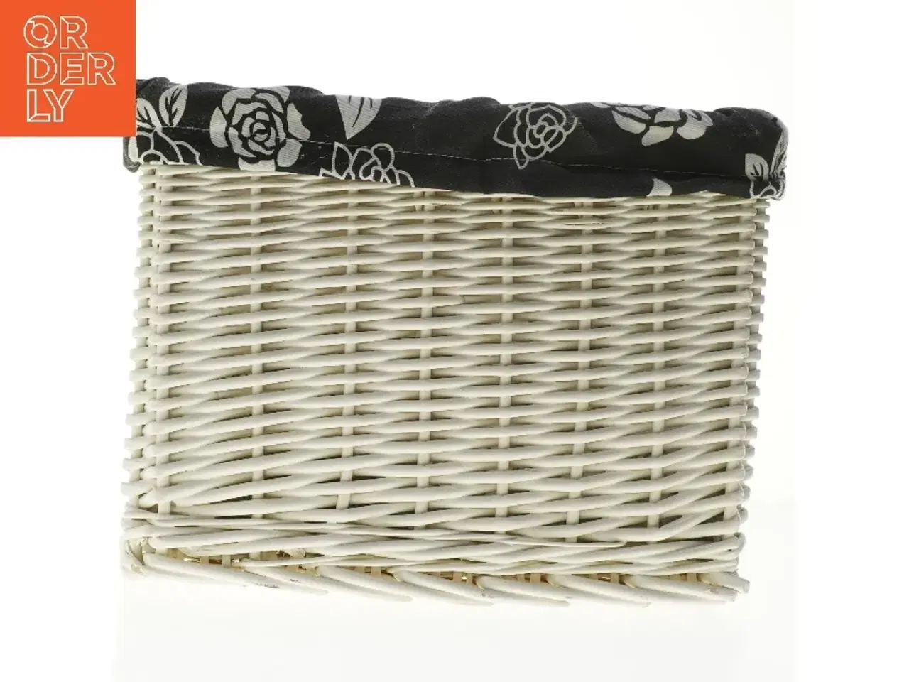 Billede 1 - Flettet kurv med stofindlæg fra Biva (str. 33x28x26 cm)