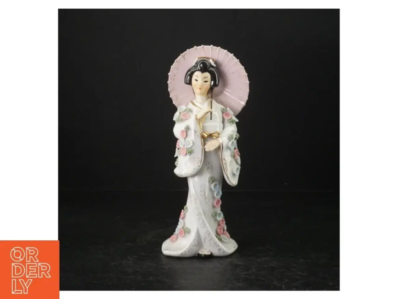 Billede 1 - Porcelænsfigur af japansk kvinde med parasol