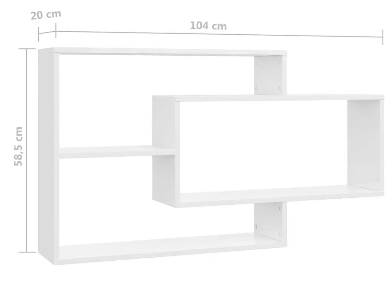 Billede 10 - Væghylder 104x20x58,5 cm konstrueret træ hvid højglans