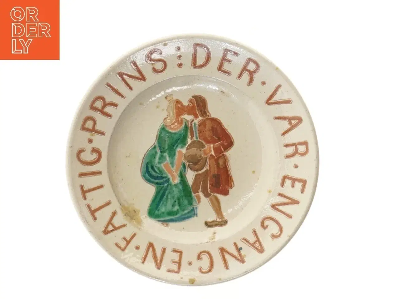 Billede 1 - Dekorativ keramiktallerken med tekst (str. Ø 20,5 cm)