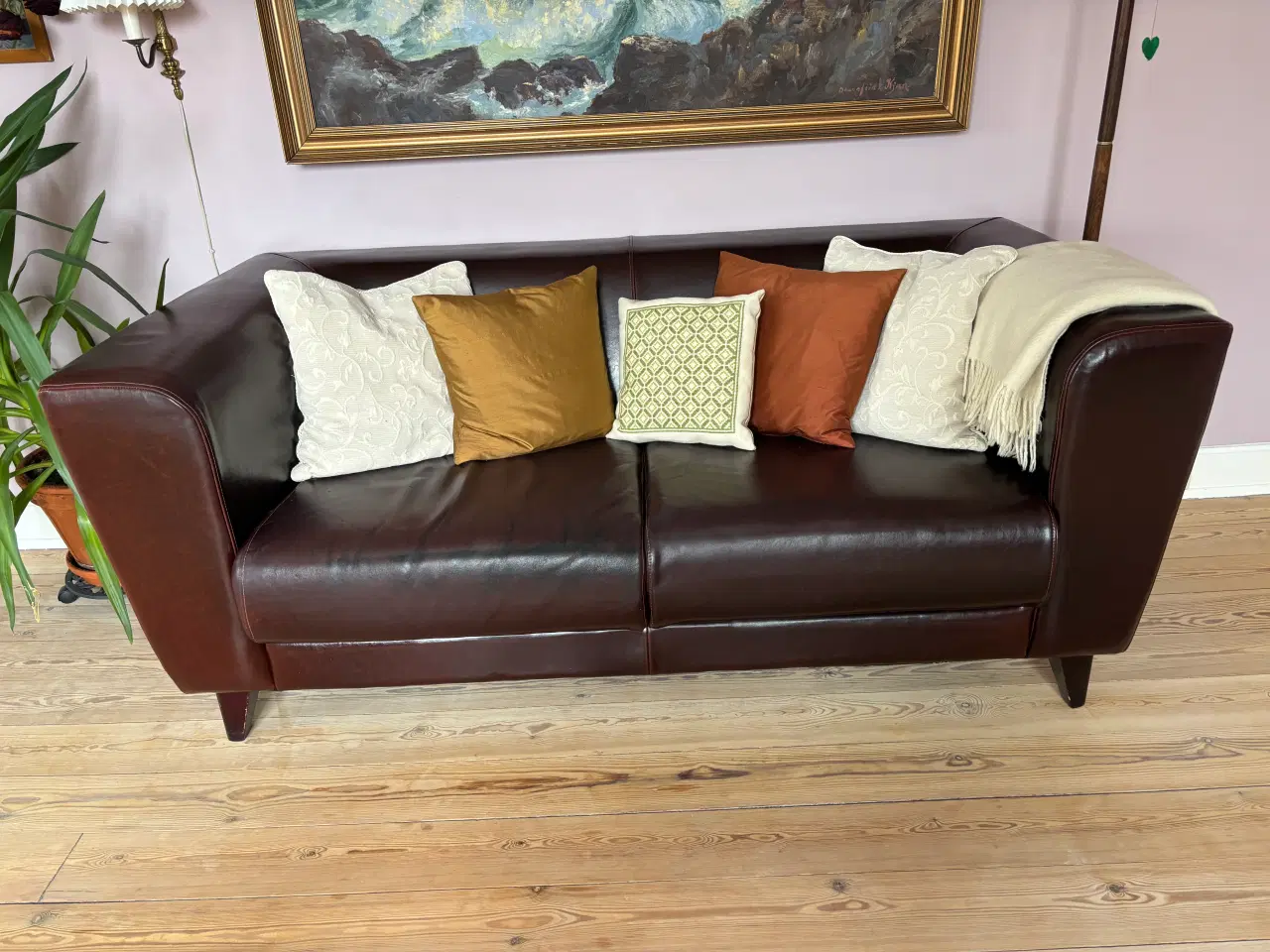 Billede 2 - Brun lædersofa