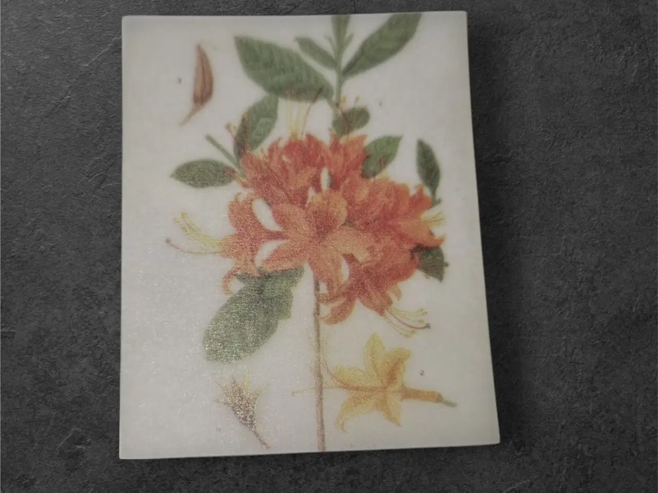 Billede 1 - Papirark med levende blomster i orange og gul