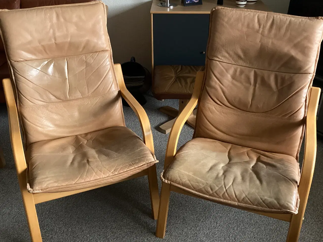 Billede 1 - 2 Stoubylænestole læder