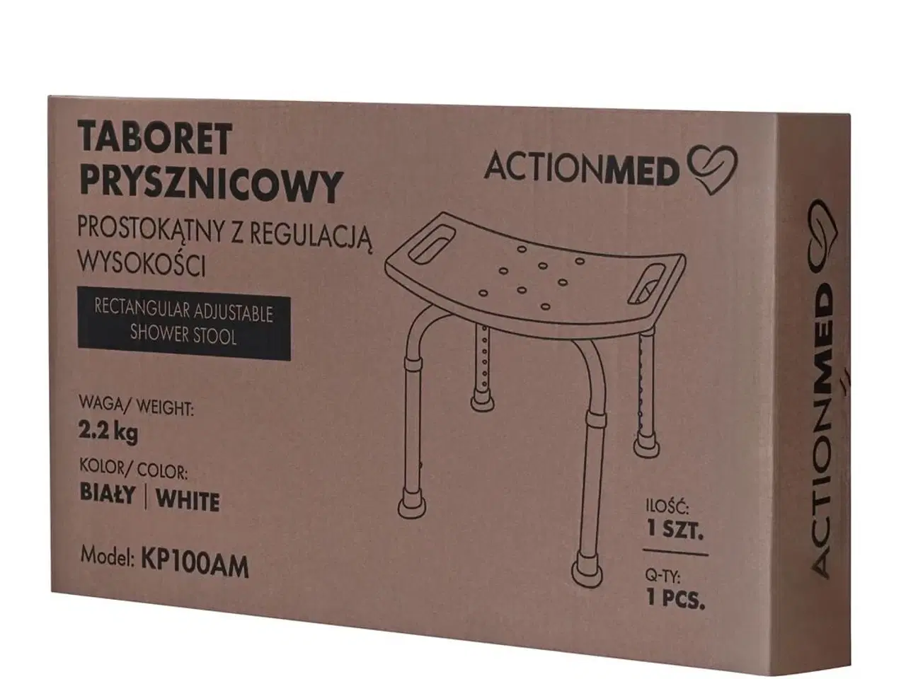 Billede 10 - Brusestol med rygløs sæde – ActionMed, højdejusterbar, grå/hvid