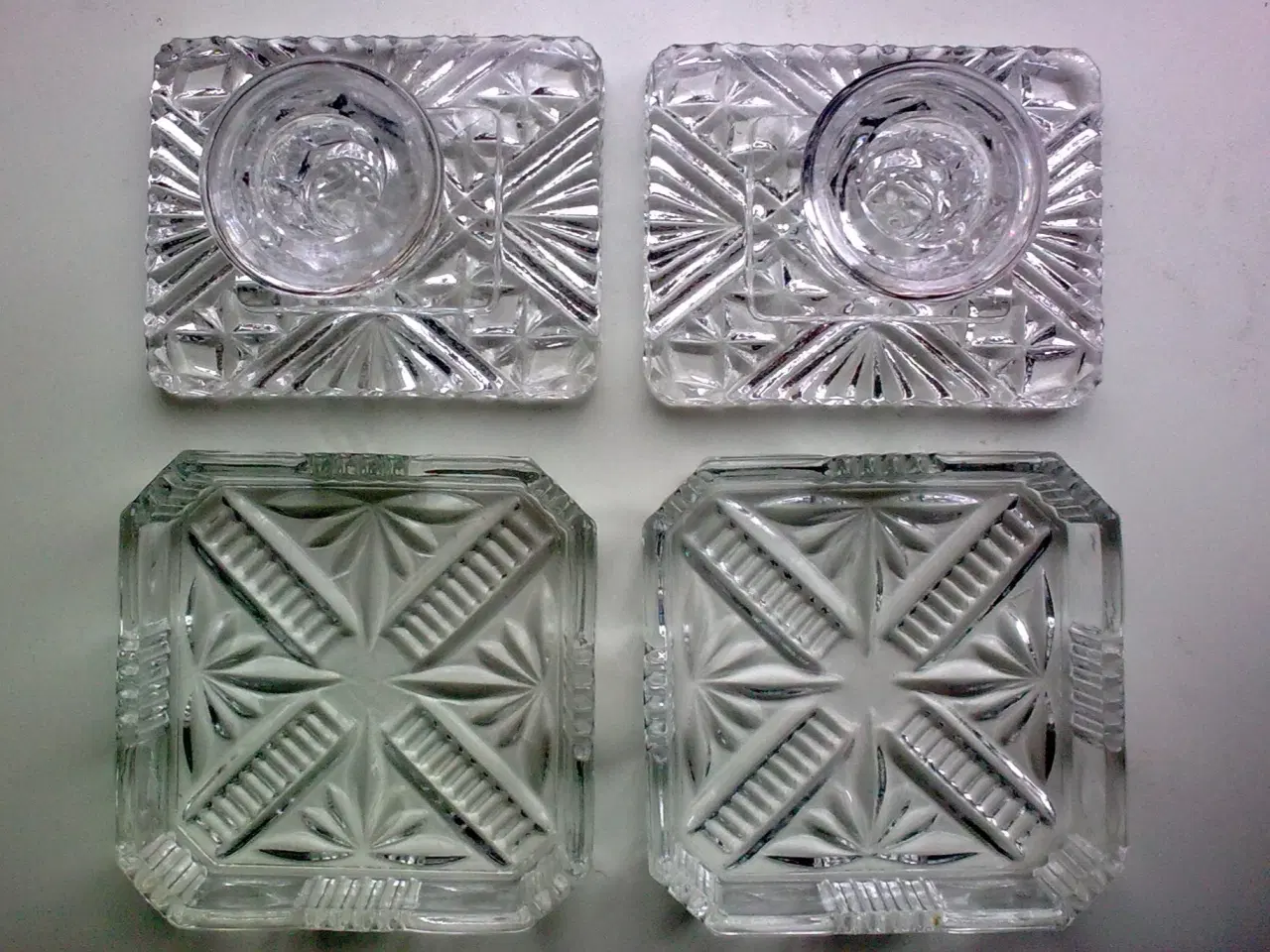 Billede 4 - Kronelys glas facet stage & 2 vintage skåle