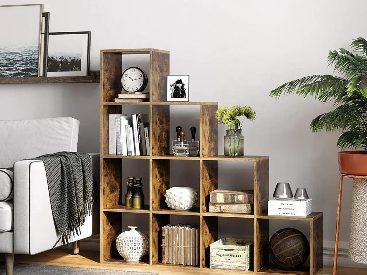 Billede 4 - Bogreol kuber 10-rums rumdeler, fritstående, rustik brun 129,5 × 29 × 129,5 cm