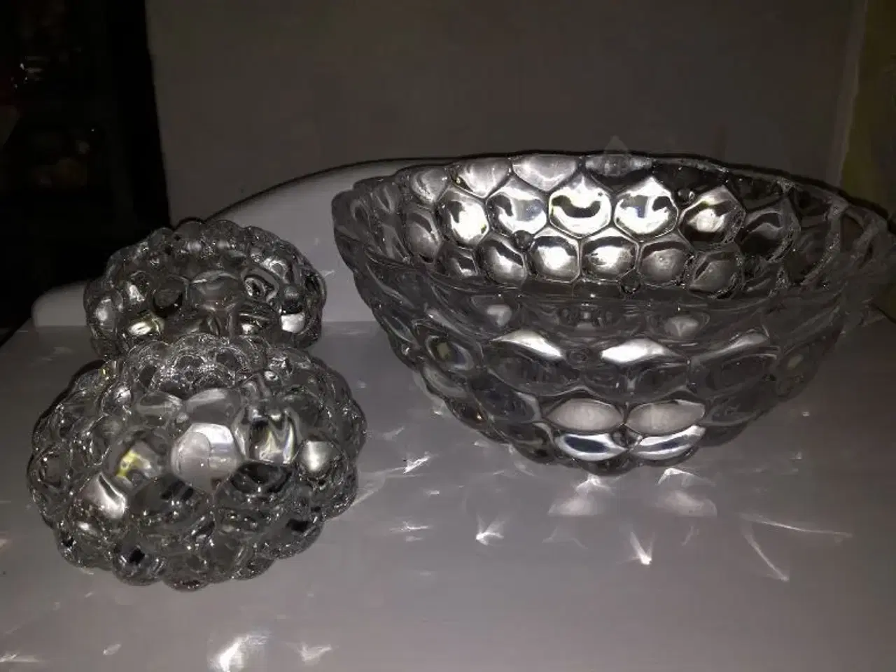 Billede 2 - Orrefors skål og 2 lysestage i glas