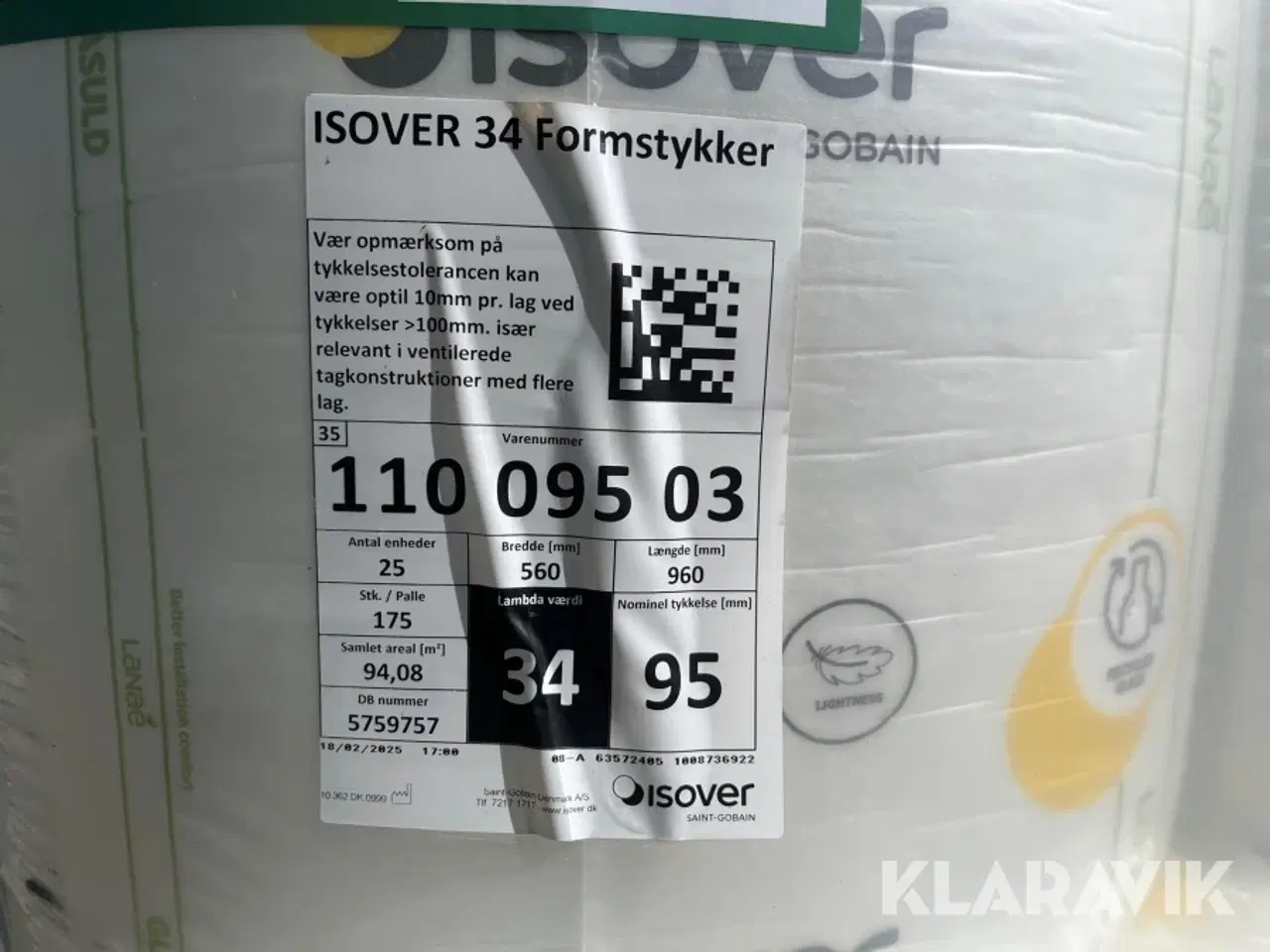 Billede 3 - Isolering Isover Formstykker lamda 34 25 pakker