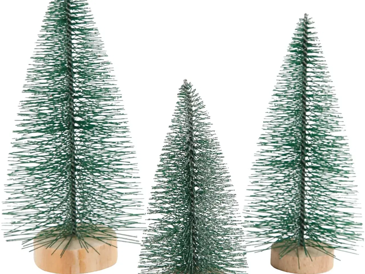 Billede 1 - Realistiske grantræer i sæt - 3 stk. i højder 10-14 cm