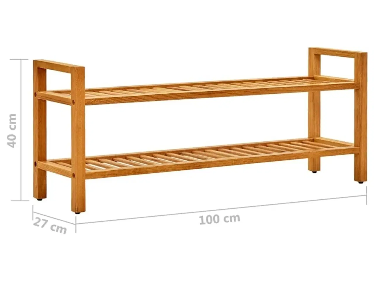 Billede 6 - Skostativ med 2 hylder 100x27x40 cm massivt egetræ