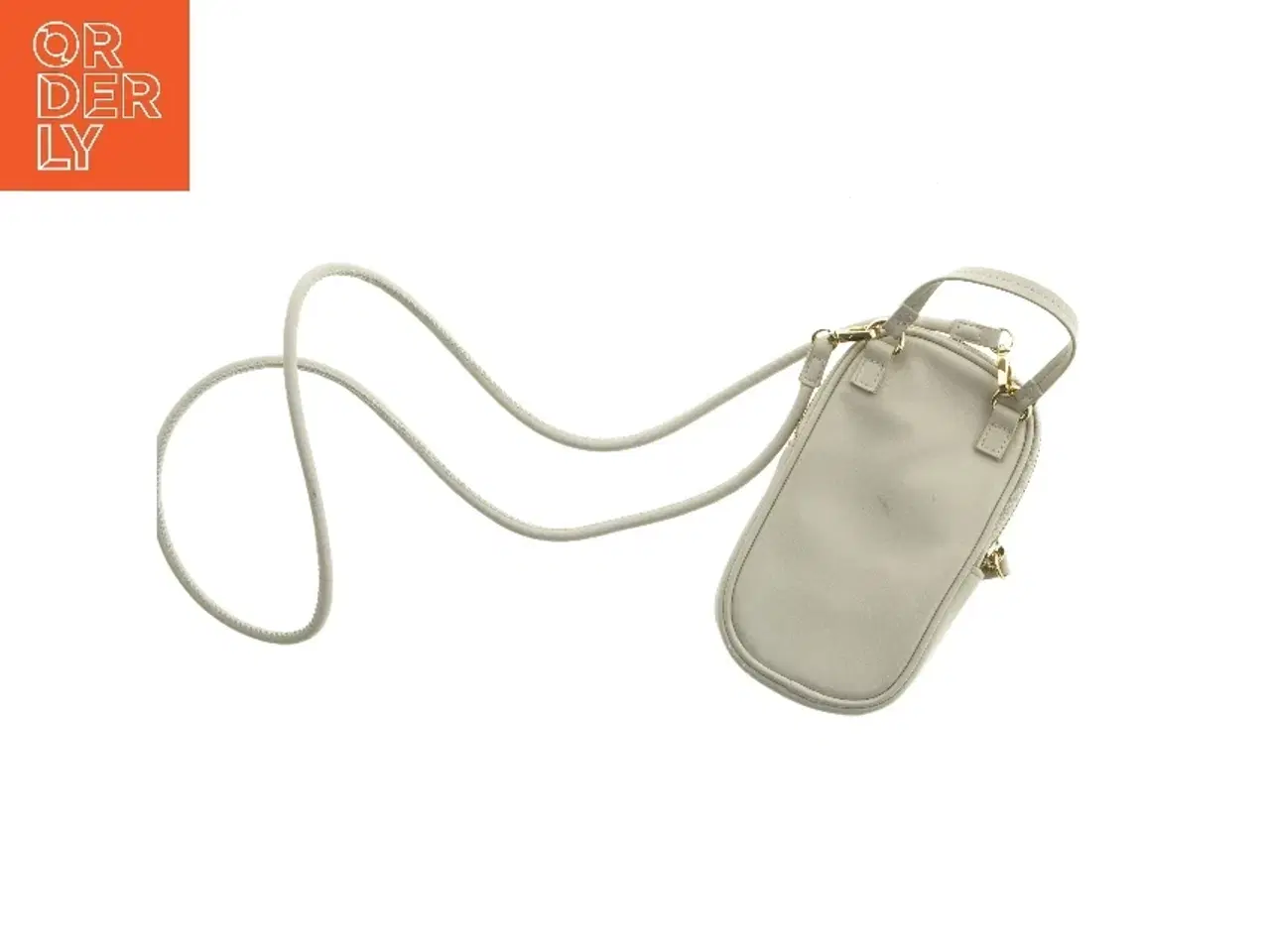 Billede 4 - Grå skuldertaske med quiltet design til mobil (str. 11 x 20 cm)