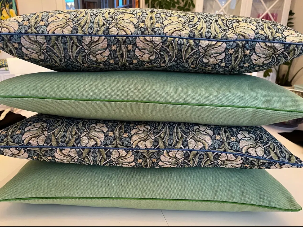 Billede 1 - Sofapuder i blå/grønne farver