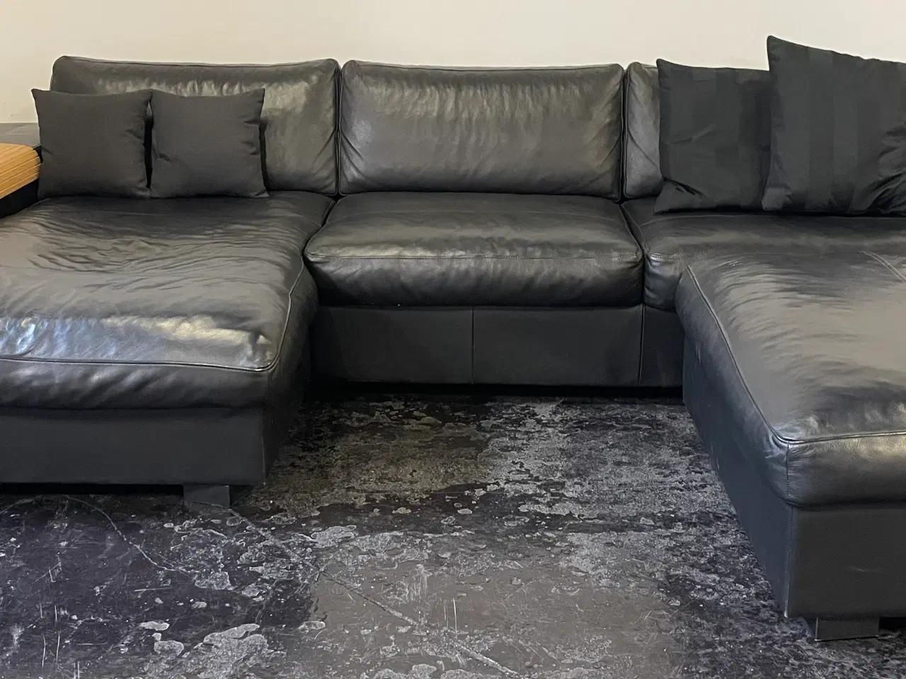 Billede 1 - Lædersofa med chaiselong 