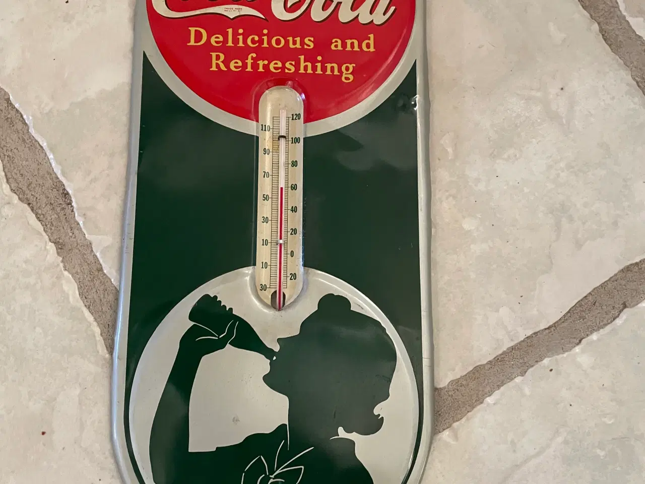 Billede 1 - Coca Cola skilt m. termometer fra 1940