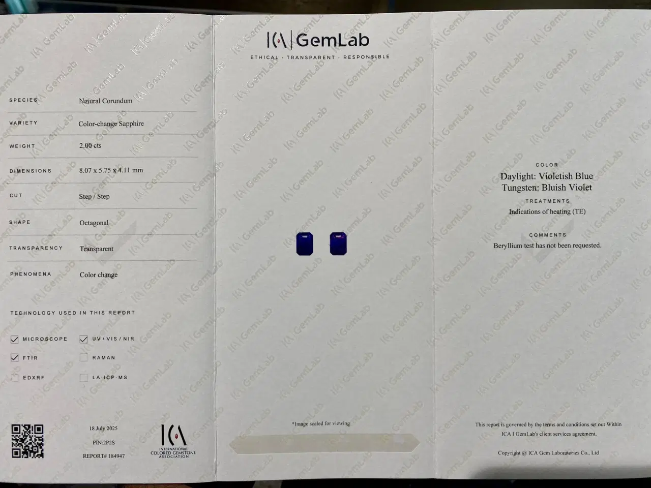 Billede 8 - løs mørkeblå safir 2 carat