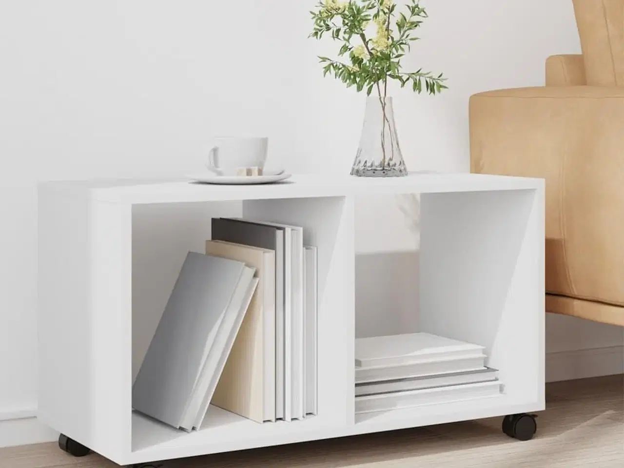 Billede 3 - Rullebord 72x33x42,5 cm konstrueret træ hvid