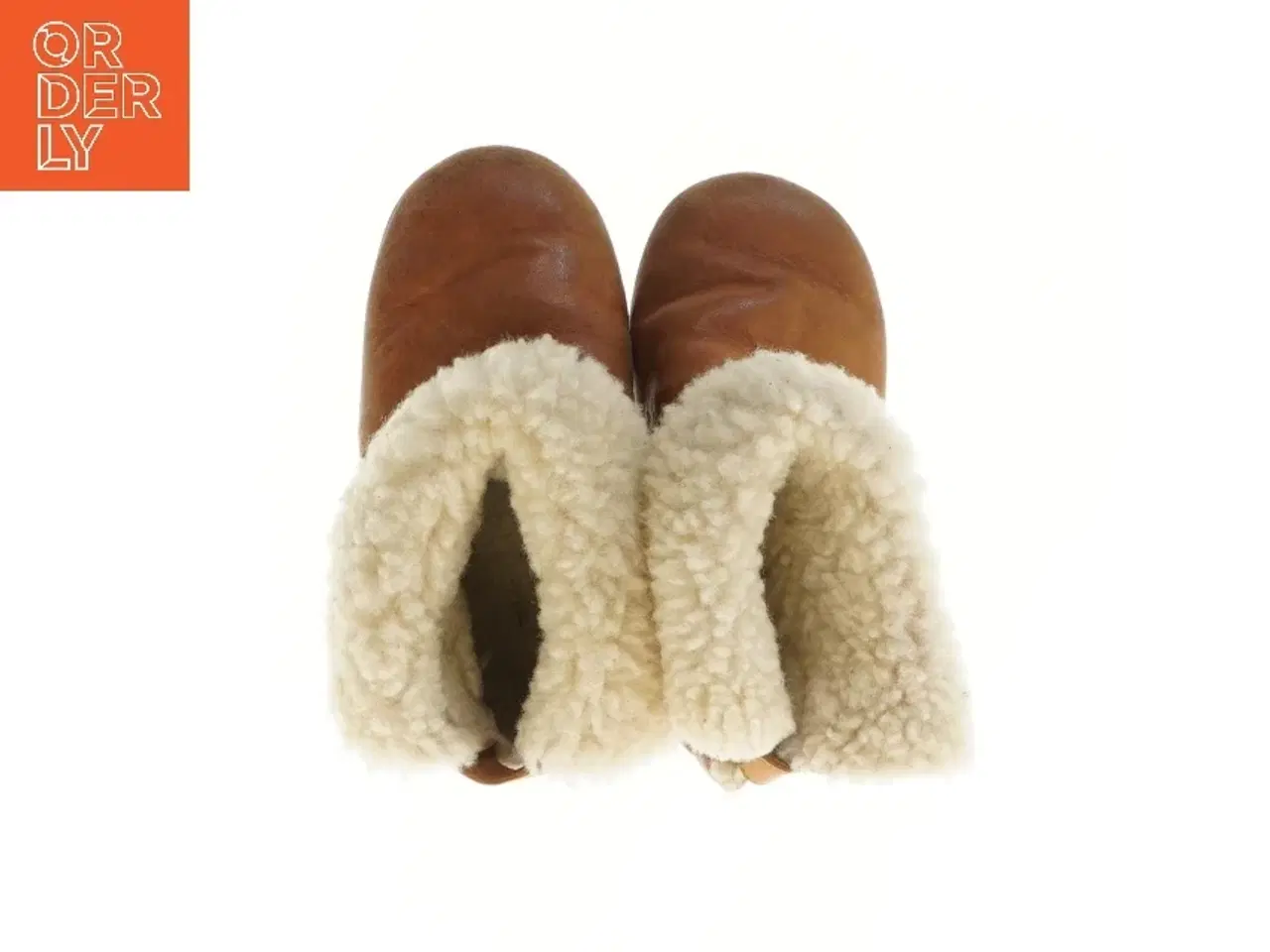 Billede 2 - Brune babysko i skind med uldfor (str. længde 17 cm)