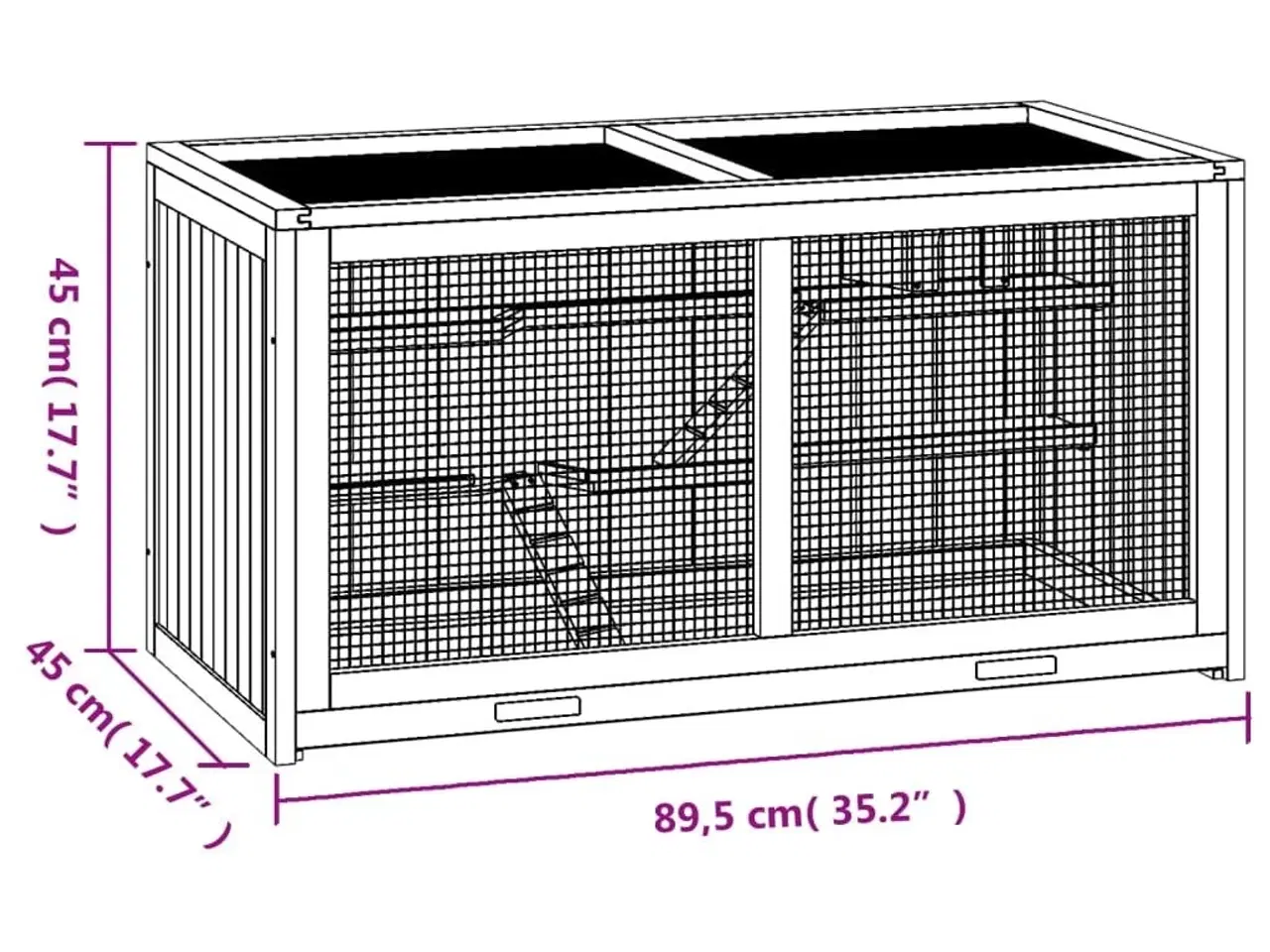 Billede 9 - Hamsterbur 89,5x45x45 cm massivt træ gran
