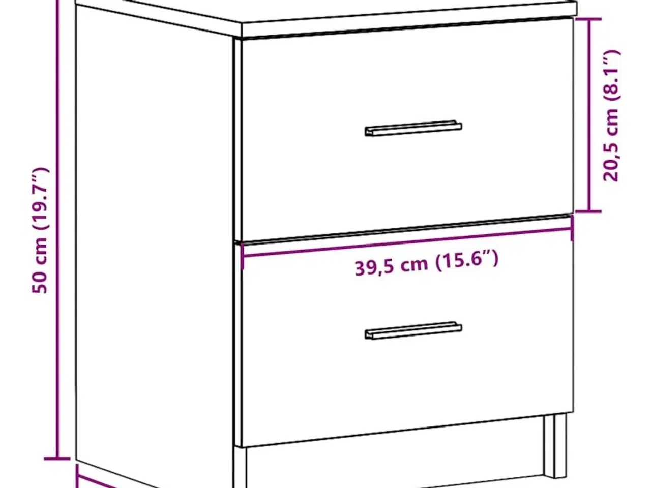 Billede 12 - Sengeborde 2 stk. med 2 skuffer 40x36x50 cm sort